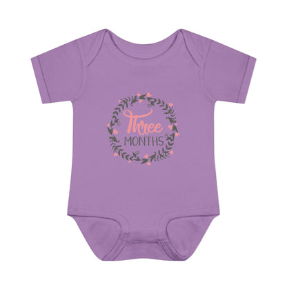 Pink Milestone Wreath Onesie-Three Months
