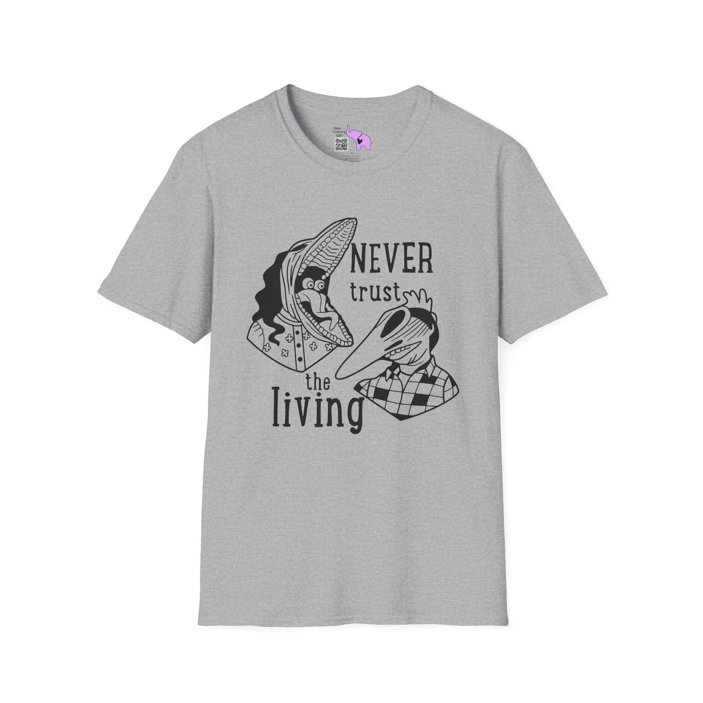 Beetlejuice Never Trust The Living Barbara & Adam Adult T-shirt