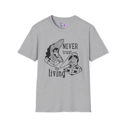 Beetlejuice Never Trust The Living Barbara & Adam Adult T-shirt