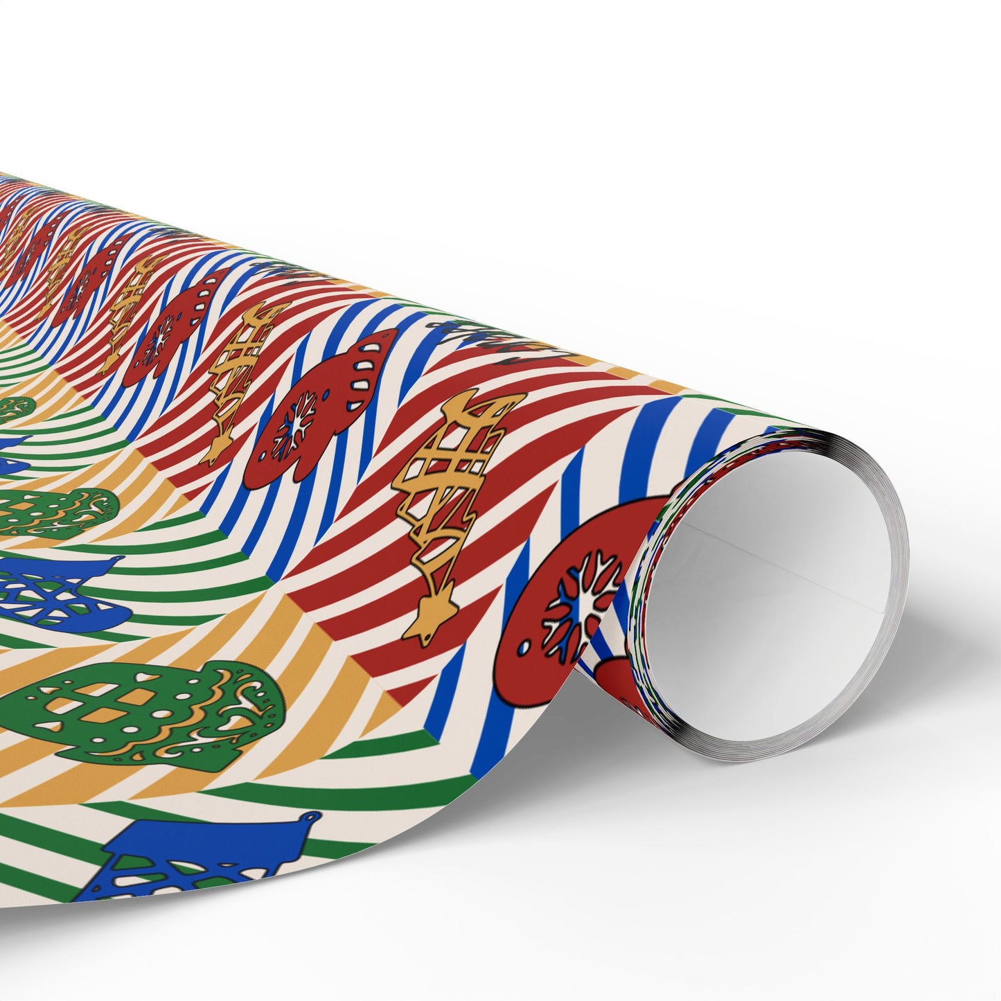 Red, Green & Gold Christmas Custom Name Wrapping Paper (Coralee)