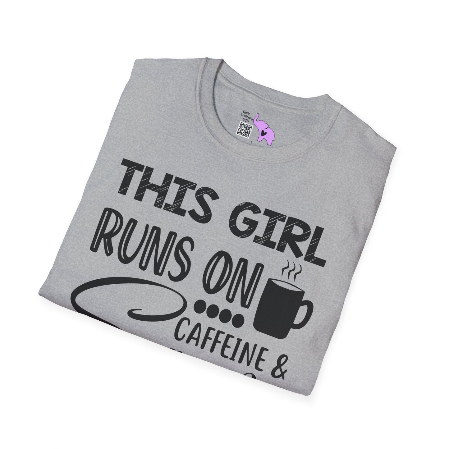 This Girl Runs On Coffee And Sarcasm Adult T-shirt