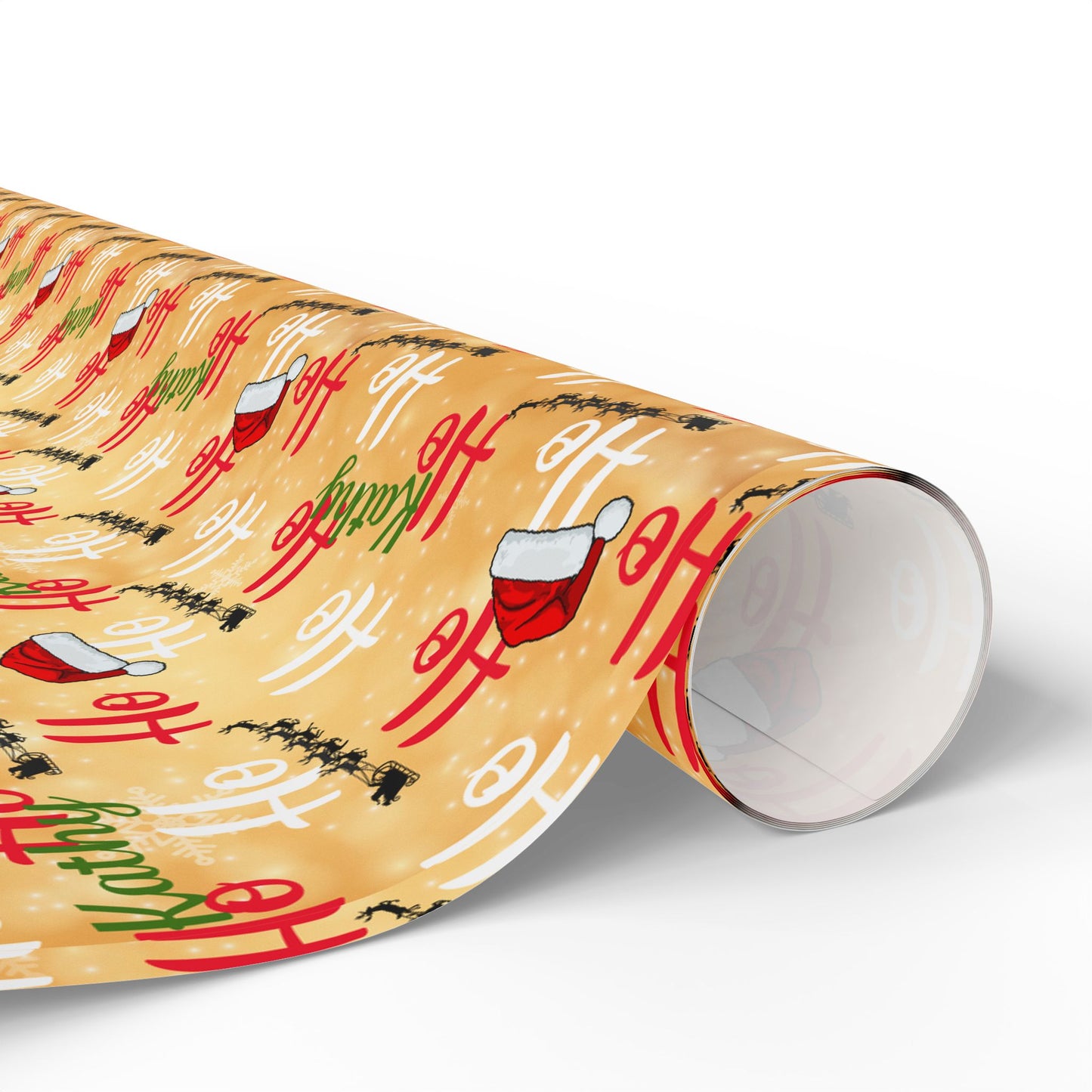 Gold Ho Ho Ho Custom Name Wrapping Paper (Kathy)