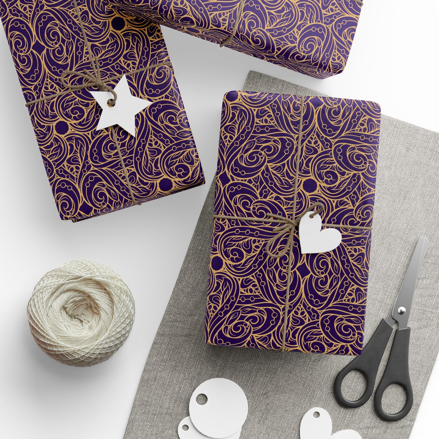Golden Amethyst Radiance Mandala Wrapping Paper
