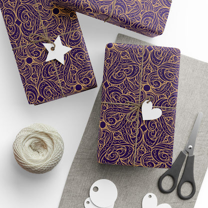 Golden Amethyst Radiance Mandala Wrapping Paper