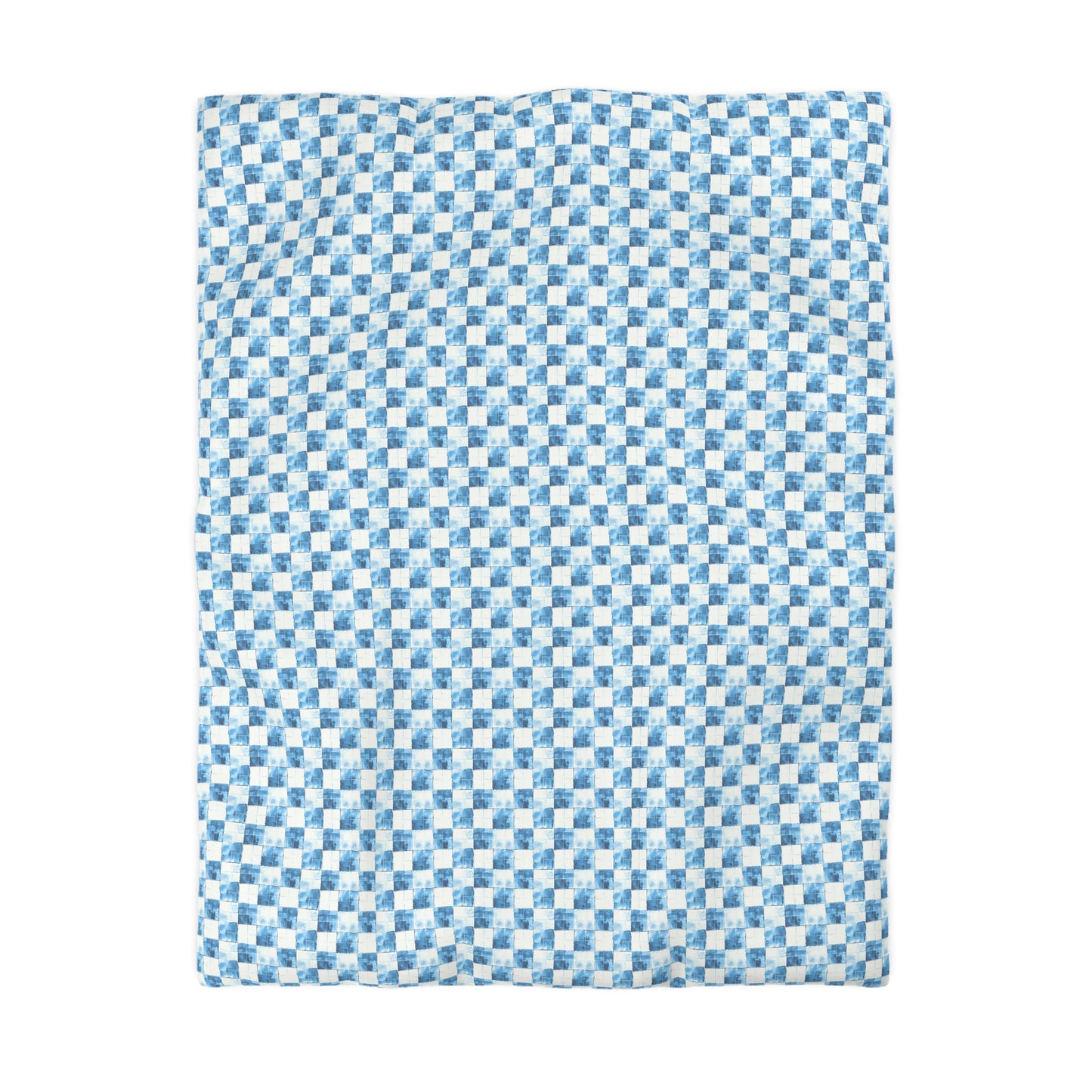 Cozy Blue Checkered Microfiber Duvet Cover
