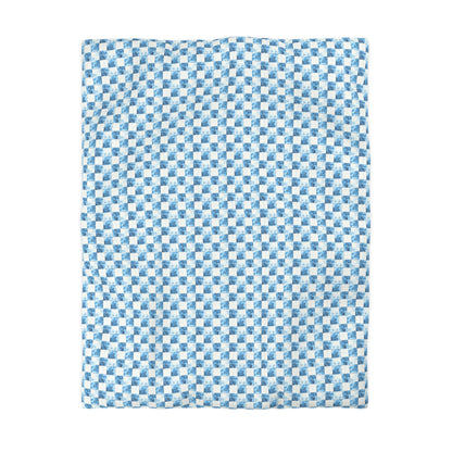 Cozy Blue Checkered Microfiber Duvet Cover
