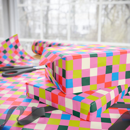 Bubblegum Grid Wrapping Paper
