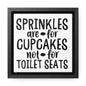 Sprinkles Are For Cupcakes Not For Toilet Seats 2 Canvas Wraps, Square Frame