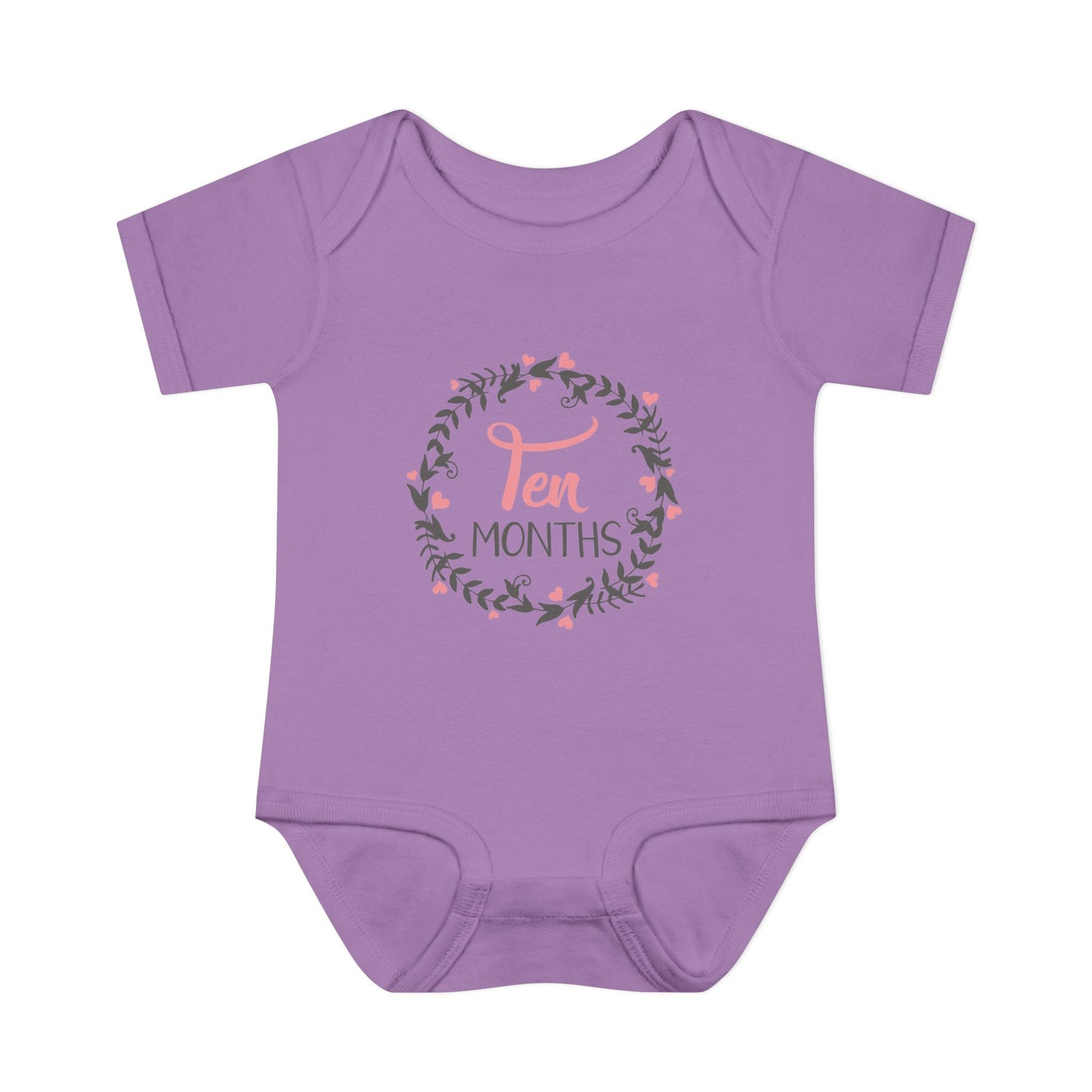 Pink Milestone Wreath Onesie-Ten Months