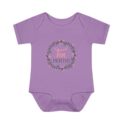 Pink Milestone Wreath Onesie-Ten Months