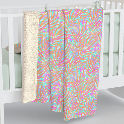 Tropical Sunset Palms Fleece Blanket