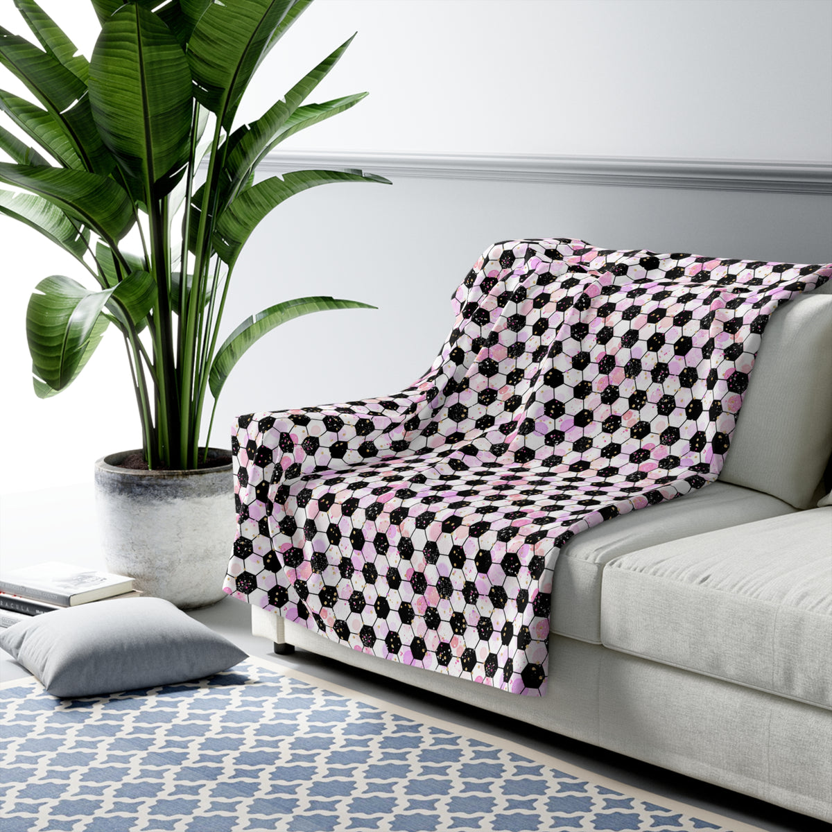 Pink Soccer Fever Fleece Blanket