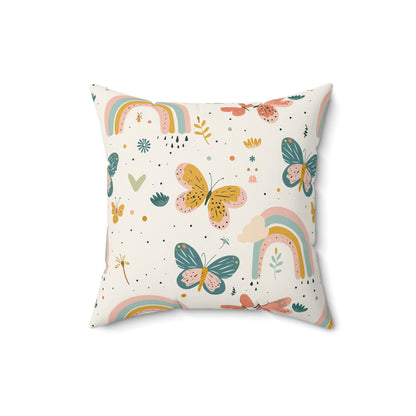 Whispering Wings & Rainbows Throw Pillow