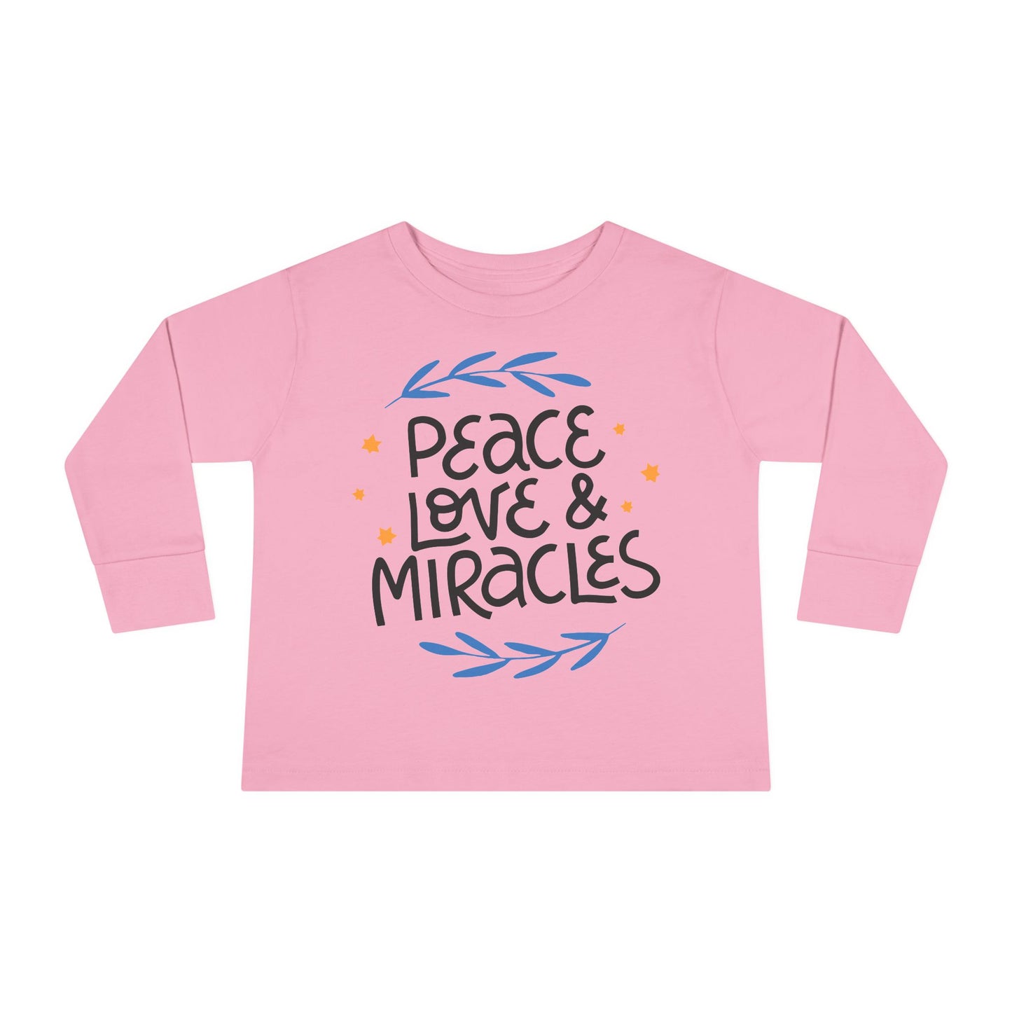 Hanukkah Peace Love & Miracles 2 Toddler Long Sleeve Tee