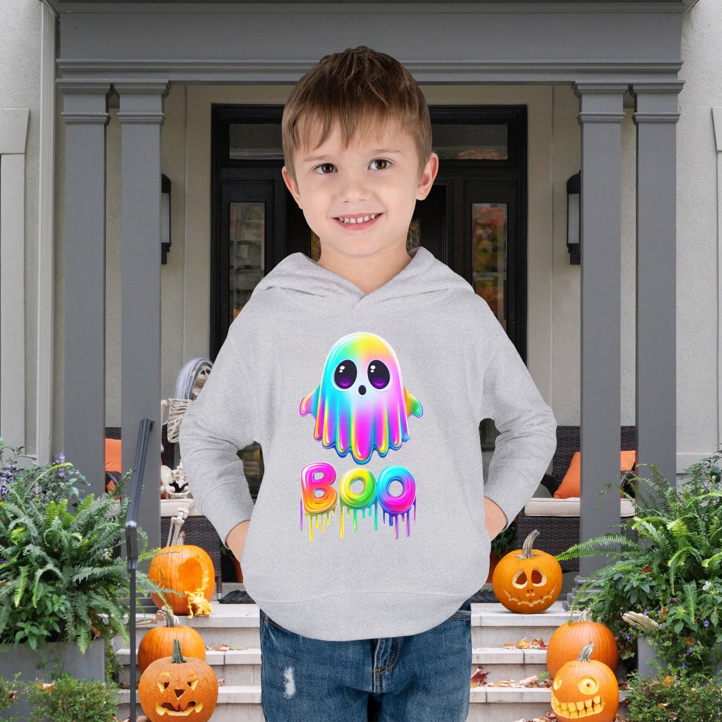 Neon Ghostly Boo Toddler Hoodie