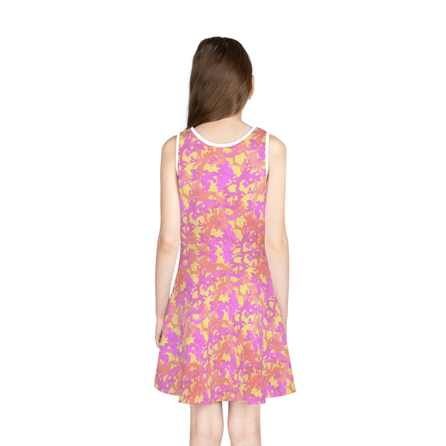 Sunset Sorbet Camo Girls' Sleeveless Sundress