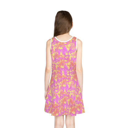 Sunset Sorbet Camo Girls' Sleeveless Sundress