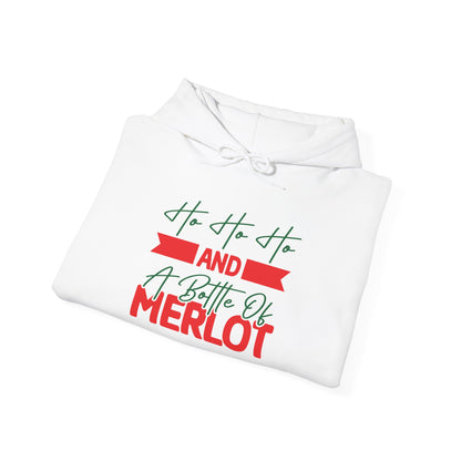 Ho Ho Ho And a Bottle of Merlot Adult Heavy Blend™ Hooded Sweatshirt