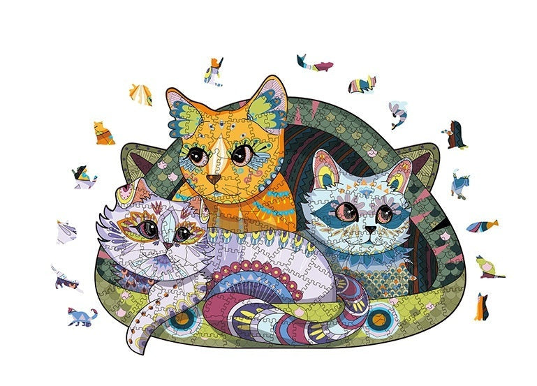 Whimsical Cat Wooden Puzzles