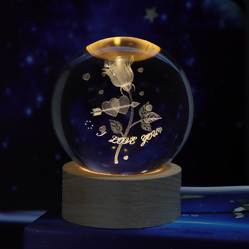 Luminous Starry Sky And Planets Moon Crystal Ball