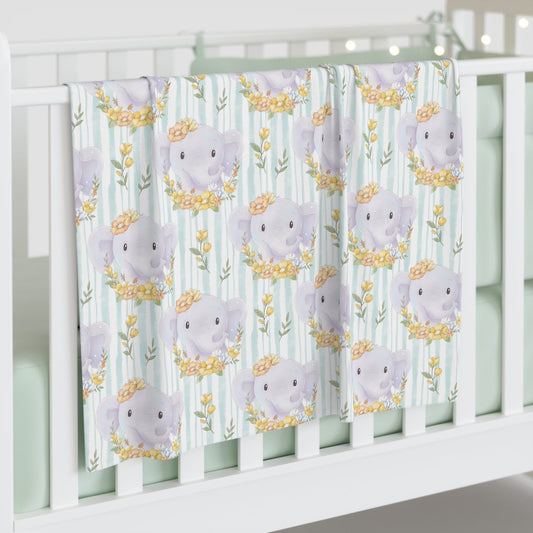 Elephant in Bloom Swaddle Blanket