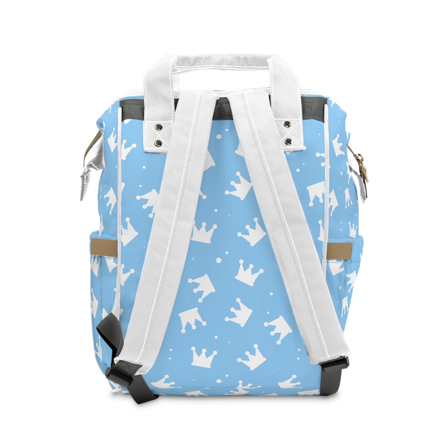 Personalized Prince Diaper Backpack – Baby Blue Crown Baby Bag (Custom Name/Text)