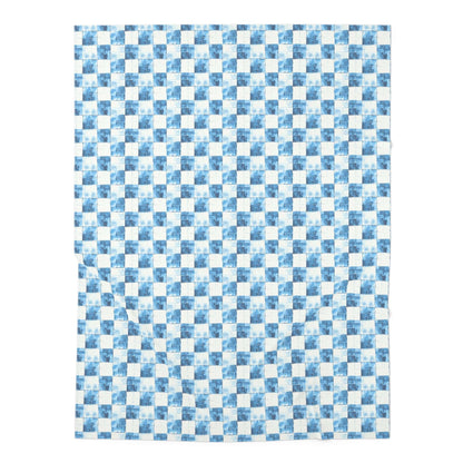 Cozy Blue Checkered Baby Swaddle Blanket