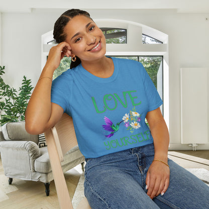 Love Yourself w/Hummingbird Adult T-shirt