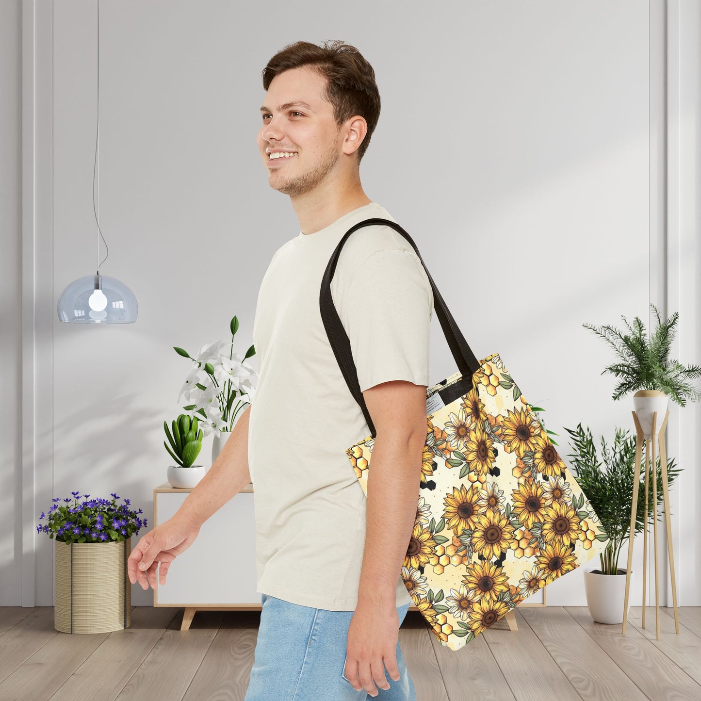 Honeycombs & Sunflowers Canvas Tote Bag