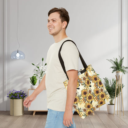 Honeycombs & Sunflowers Canvas Tote Bag