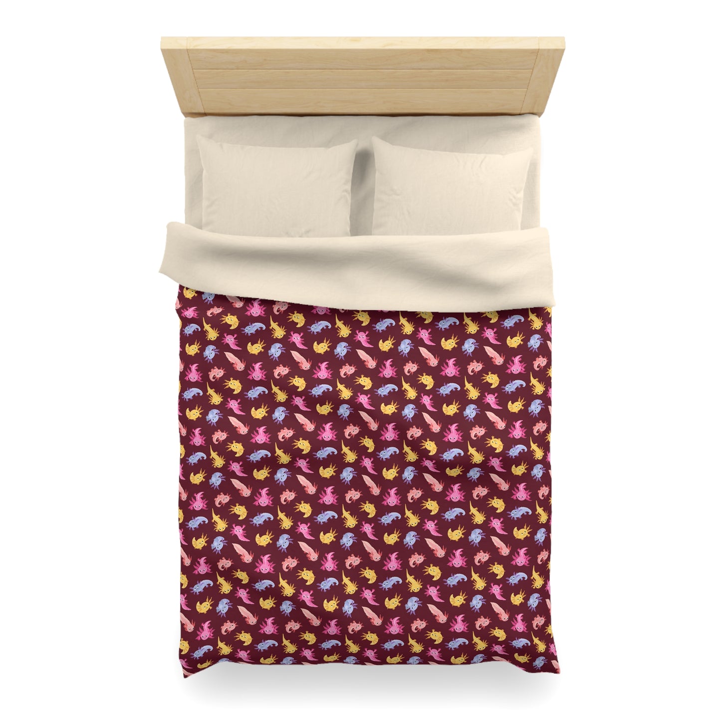 Crimson Axolotls Microfiber Duvet Cover