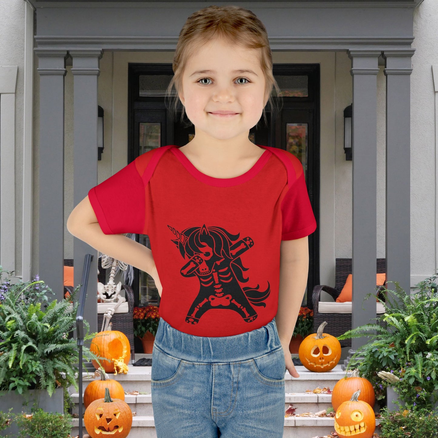 Dabbing Unicorn Skeleton Infant Baby Rib Bodysuit