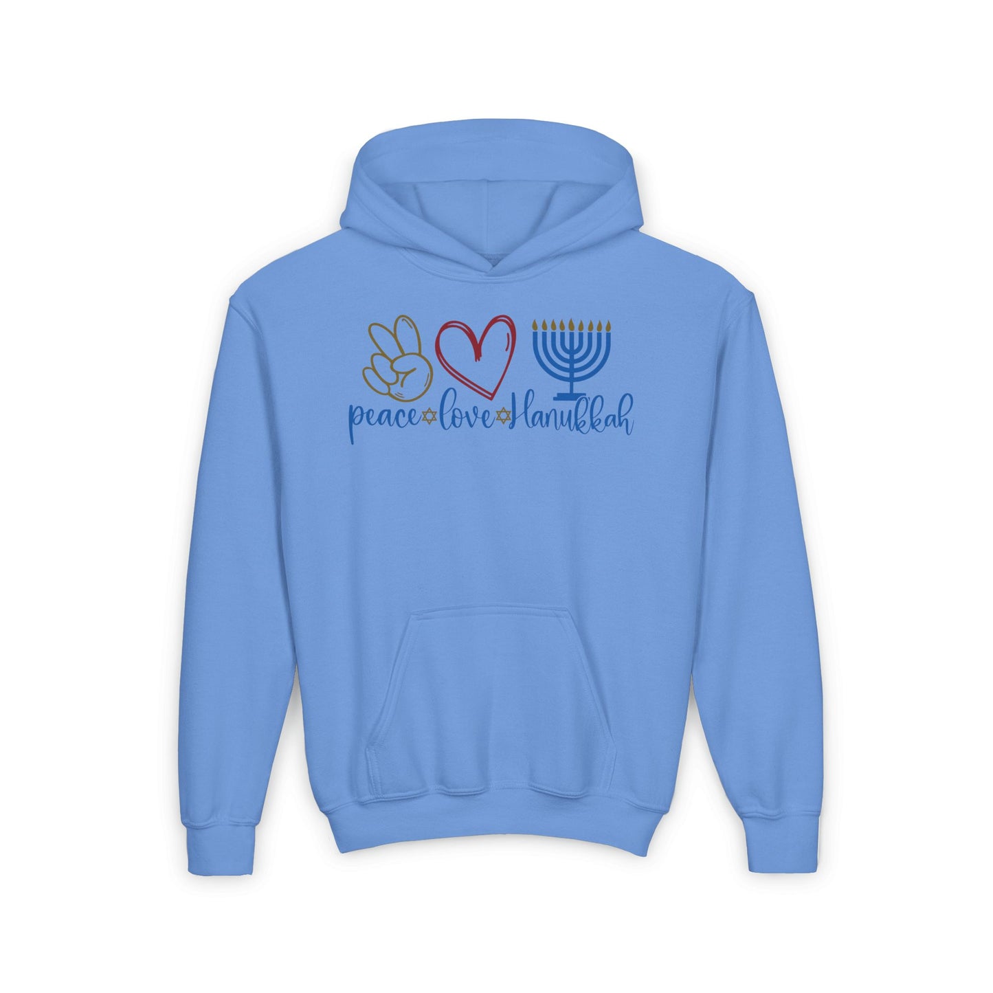 Peace Love Hanukkah Youth Heavy Blend Hoodie