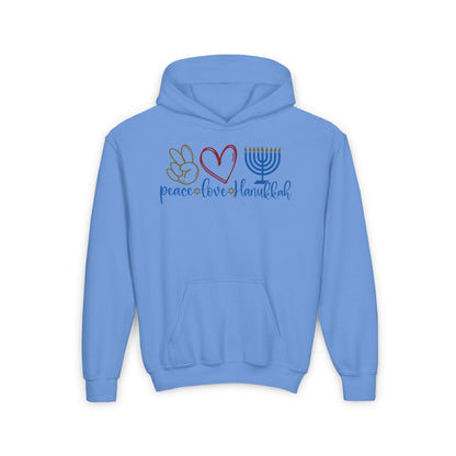 Peace Love Hanukkah Youth Heavy Blend Hoodie