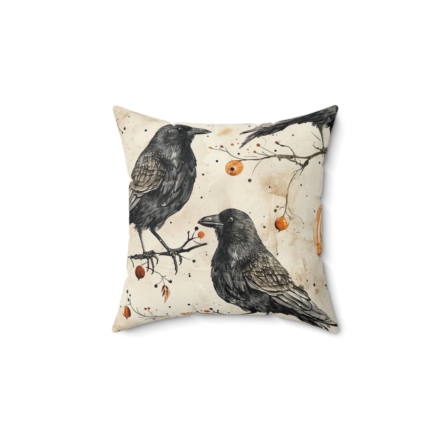 Crow & Gourd Throw Pillow