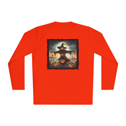 Halloween Scarecrow w/Pumpkins 2 Adult Long Sleeve Tee