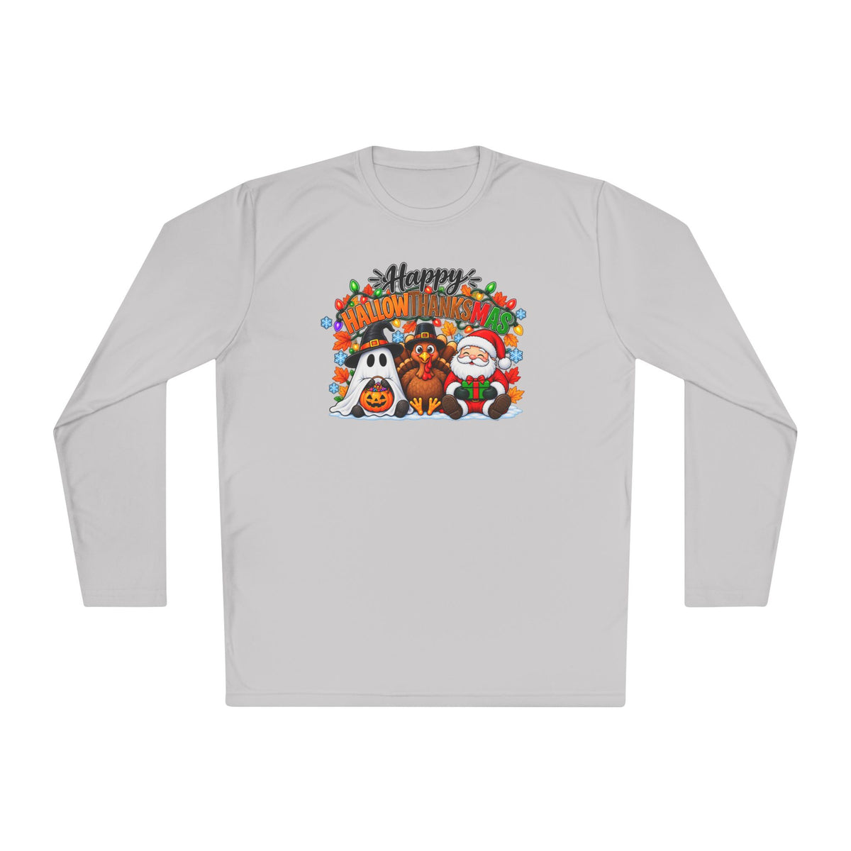 Happy Hallowthanksmas (String Lights) Adult Long Sleeve Tee