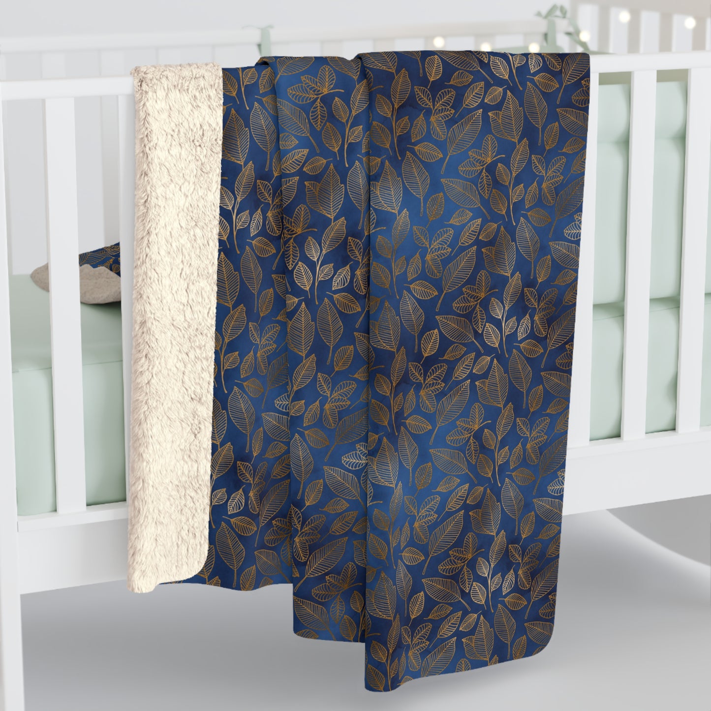 Navy & Gold Botanica Fleece Blanket