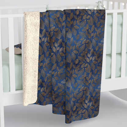 Navy & Gold Botanica Fleece Blanket