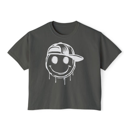 Melty Smiley Face w/Hat Women's Boxy Tee