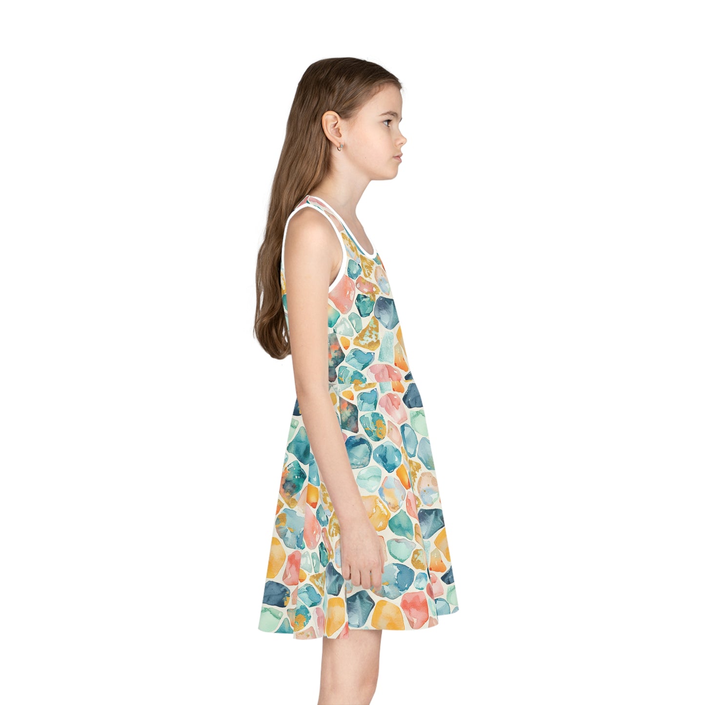 Ocean Pebble Drift Girls' Sleeveless Sundress