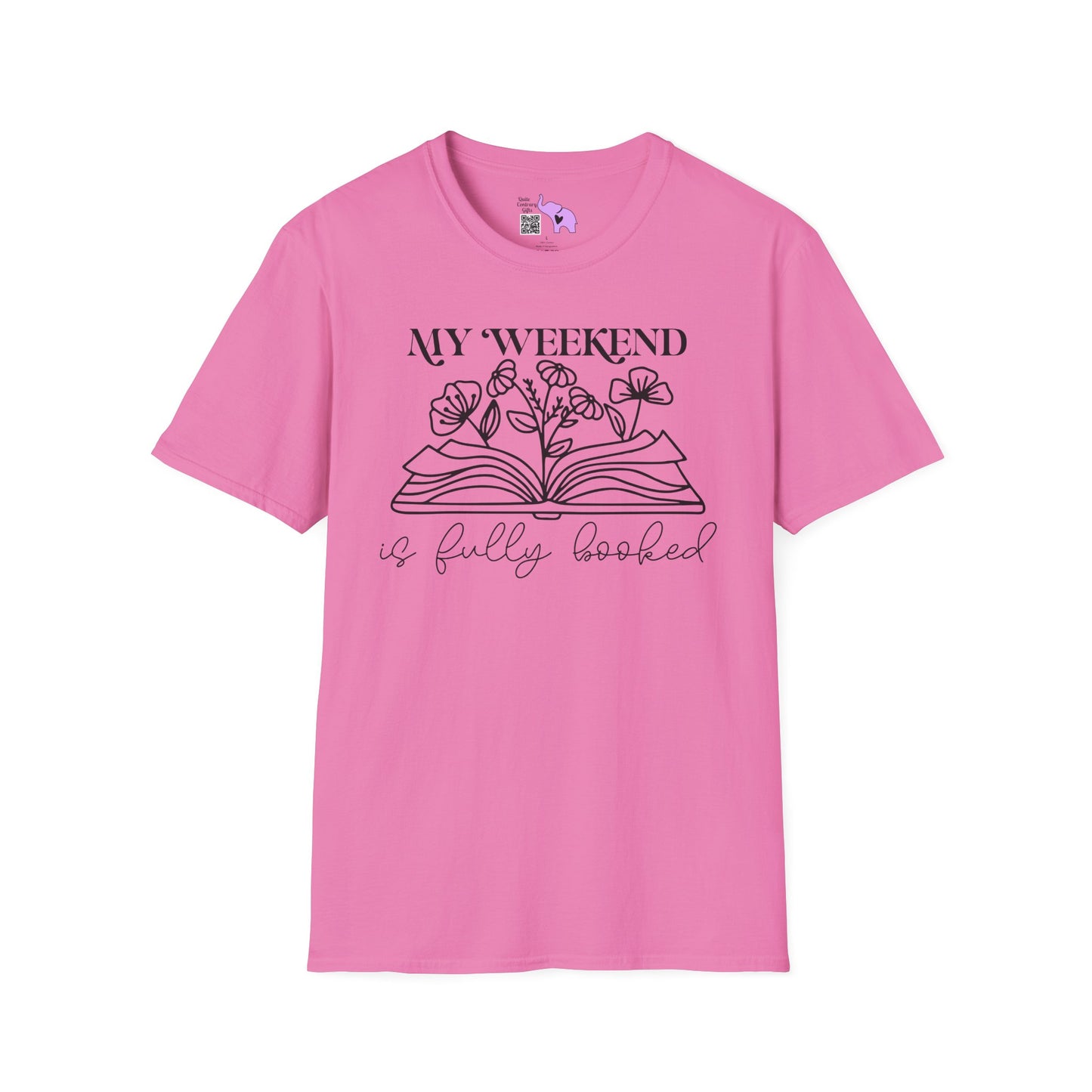 My Weekend Is Fully Booked (Flowers, Open Book) Adult T-shirt