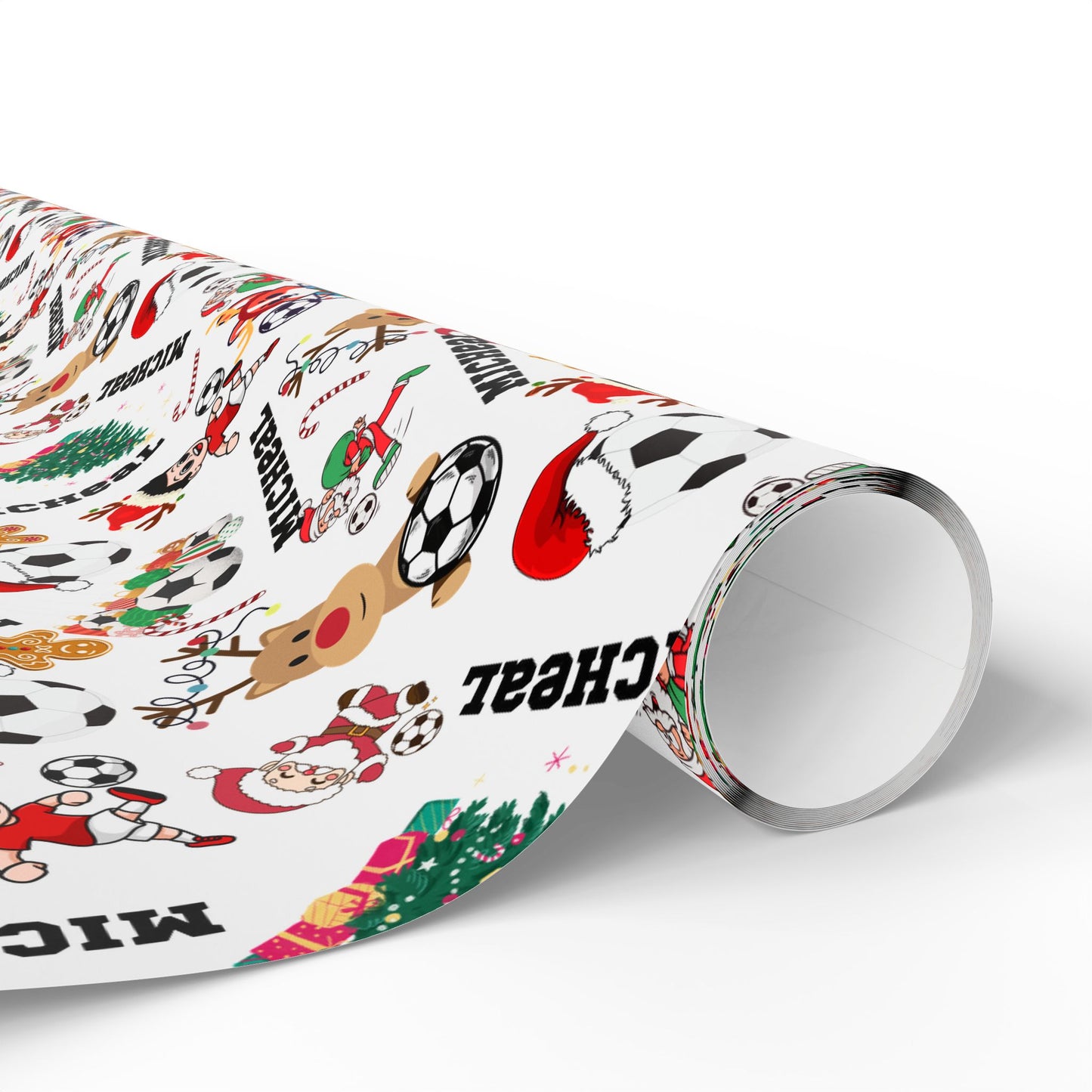 Christmas Soccer Custom Name Wrapping Paper (Micheal)