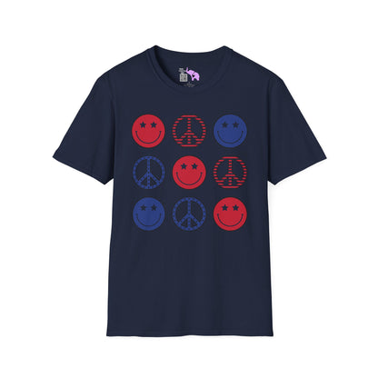 America Checkered Peace Signs Adult T-shirt