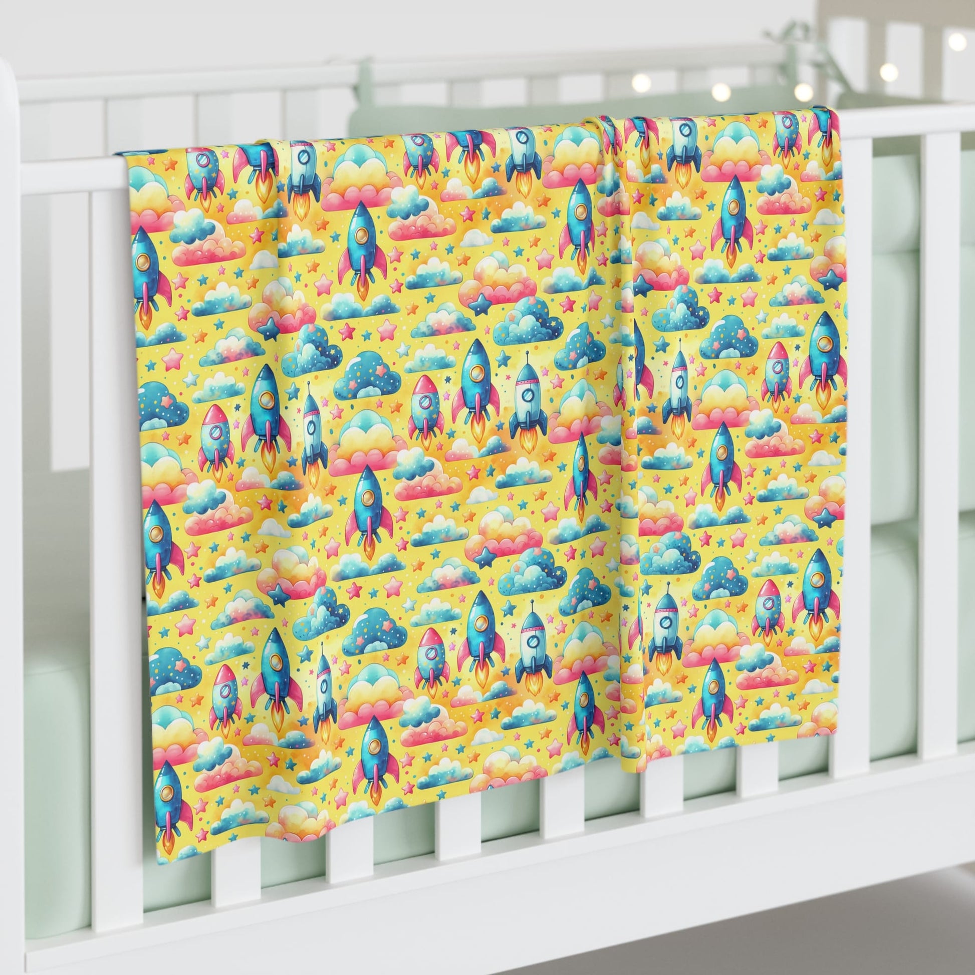 Pastel Rocket Dreams Swaddle Blanket
