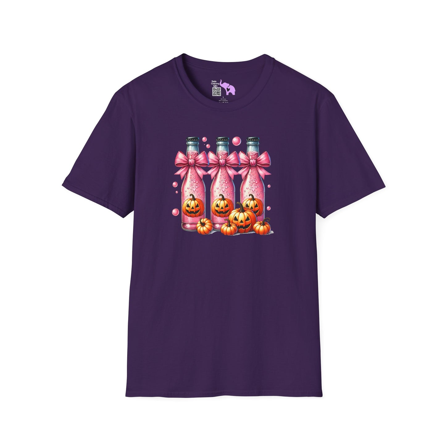 Pink Fizzy Drink w/Pumpkins Adult T-shirt