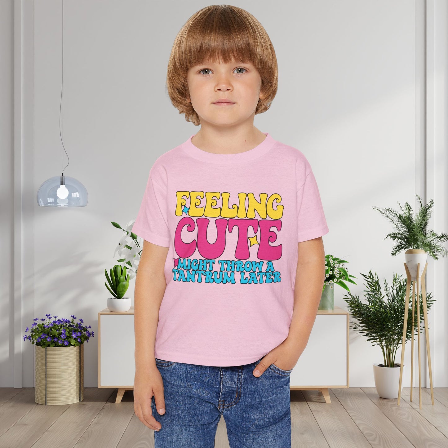 Feeling Cute Might Throw A Tantrum Later Heavy Cotton™ Toddler T-shirt