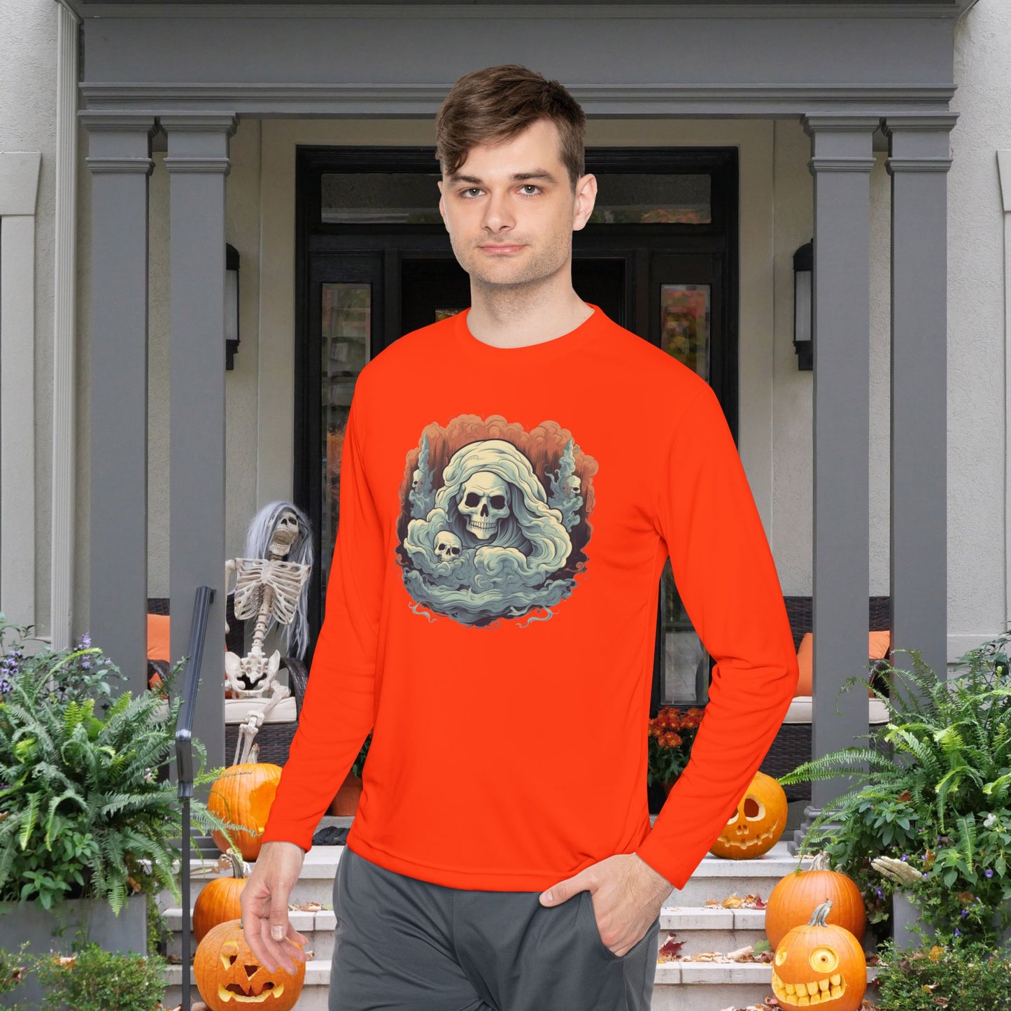 Creepy Ghost 4 Adult Long Sleeve Tee