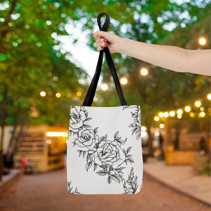 Midnight Rose Sketch Canvas Tote Bag