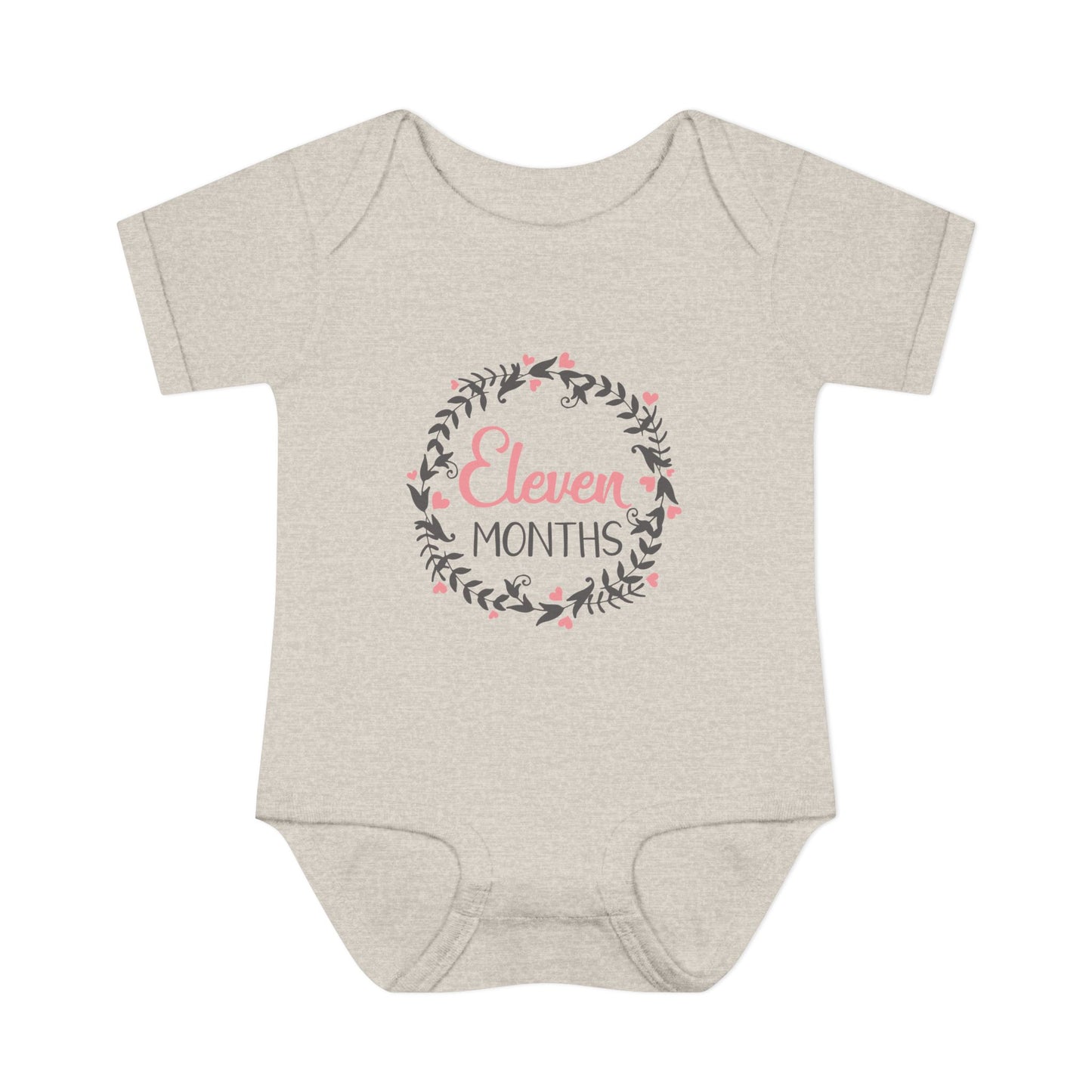 Pink Milestone Wreath Onesie-Eleven Months